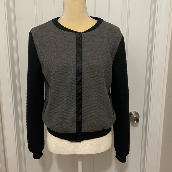 Sanctuary Quilted bomber jacket small black grey - Picture 2 of 6